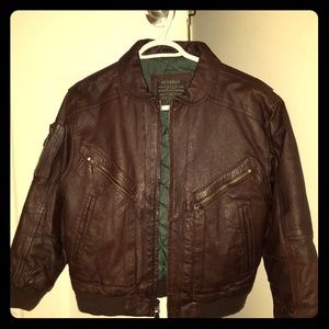 Brown leather bomber